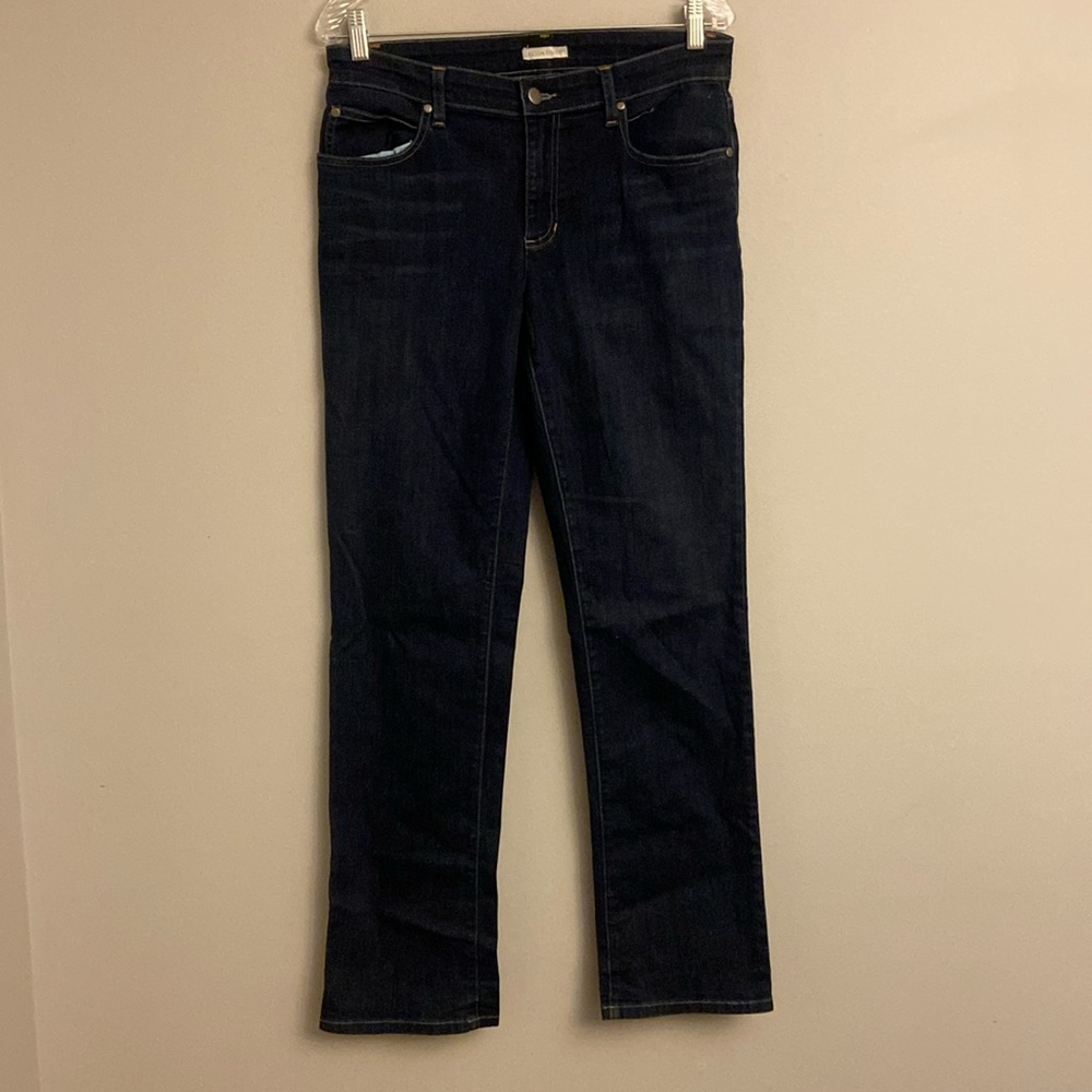 💜Eileen Fisher Dark Wash Indigo High Rise Straight Leg Jeans Women’s Size 8